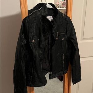 Womens Black faux leather Jacket